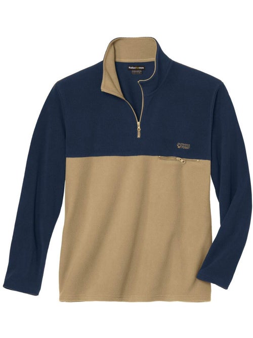 Pull Polaire Zippé Bicolore   - ATLAS FOR MEN - Kiabi