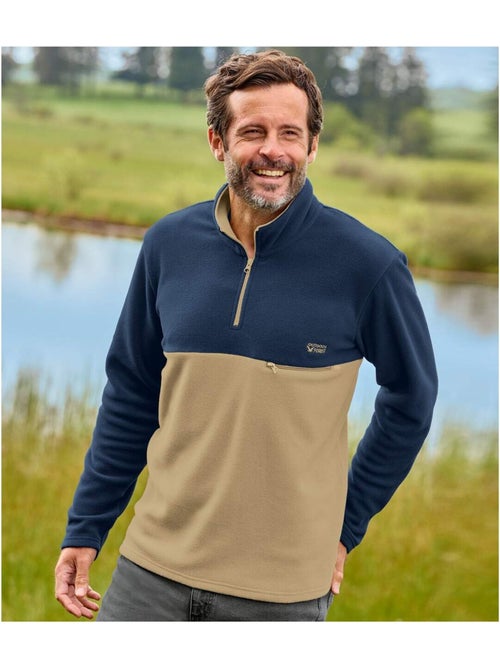Pull Polaire Zippé Bicolore   - ATLAS FOR MEN - Kiabi