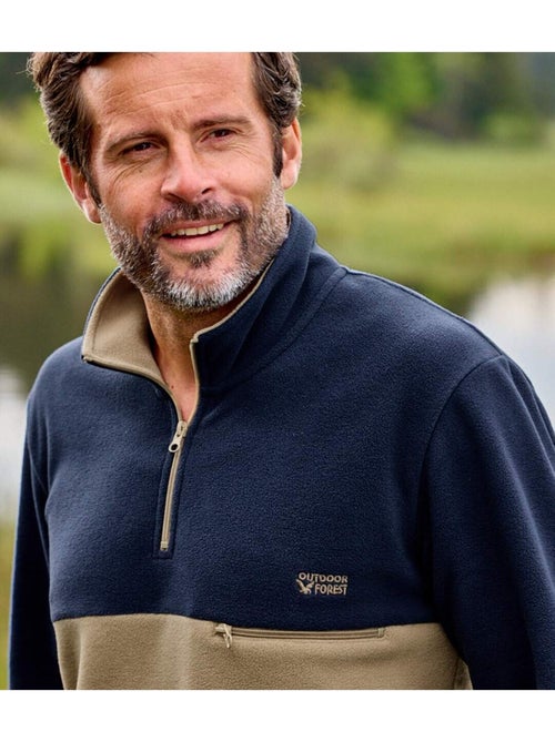 Pull Polaire Zippé Bicolore   - ATLAS FOR MEN - Kiabi