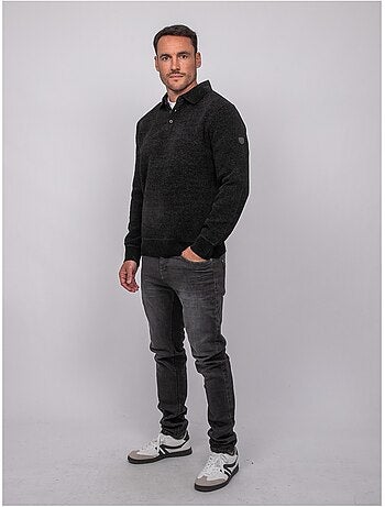 Pull polo chenille col boutonné loctobir