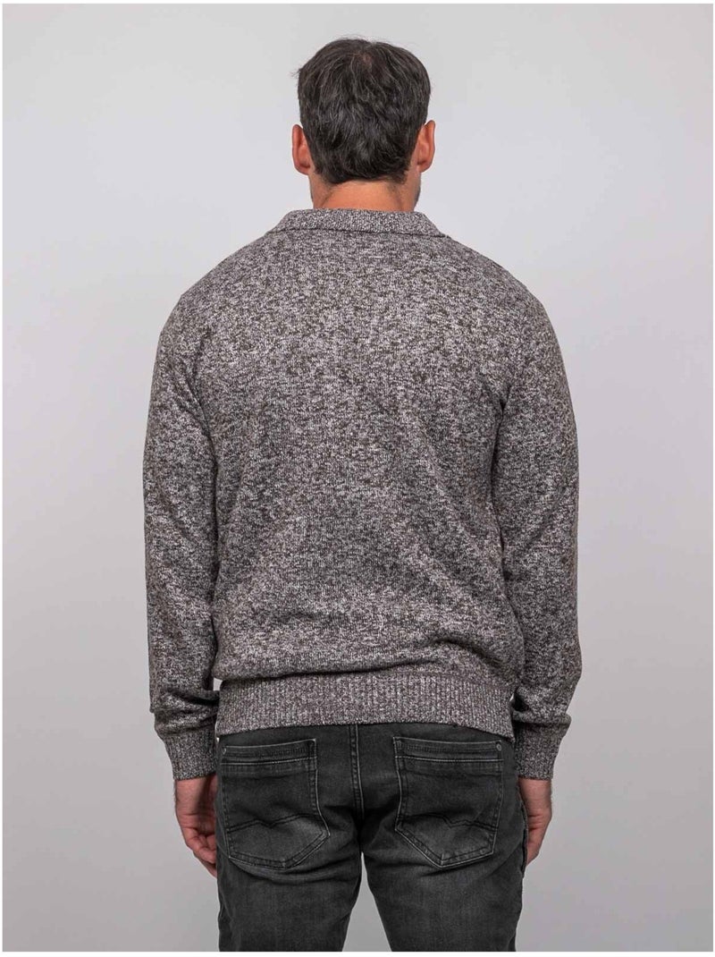 Pull polo maille douce chinée lubacat Marron - Kiabi
