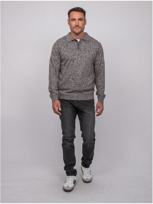 Pull polo maille douce chinée lubacat - Kiabi Pull polo maille douce chinée lubacat - Kiabi