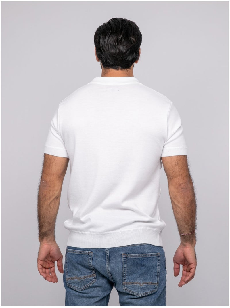 Pull polo manches courtes acritix Blanc - Kiabi