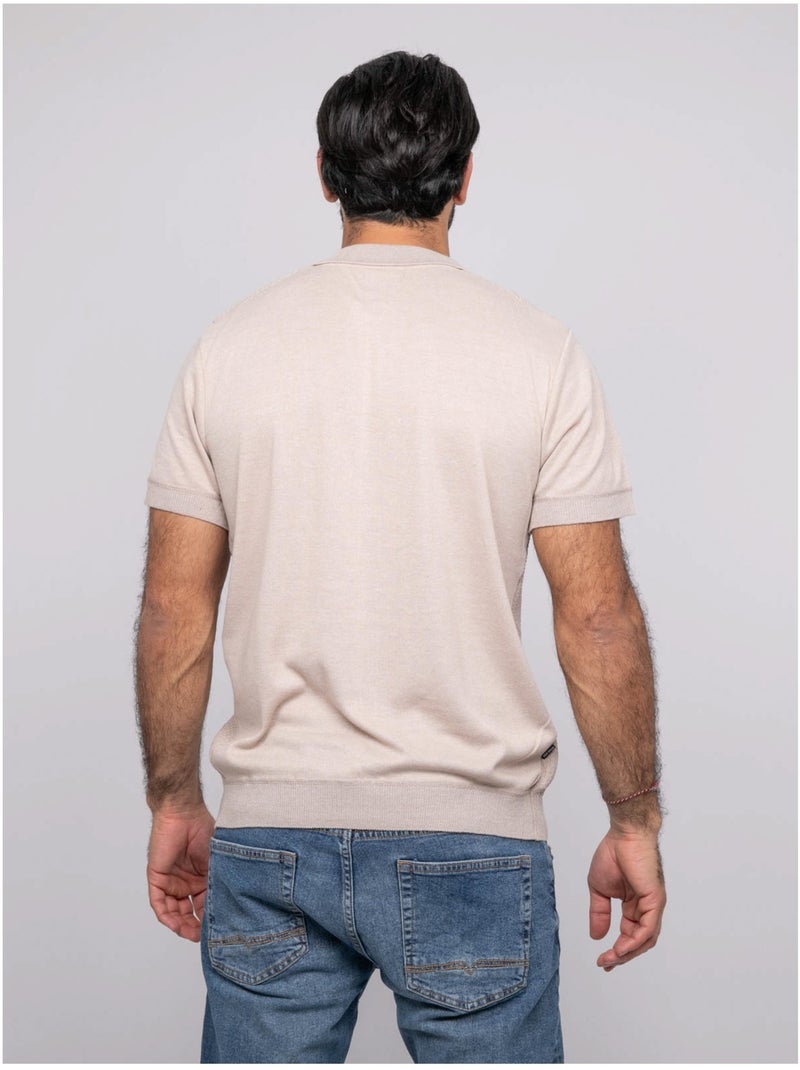 Pull polo manches courtes artema Beige - Kiabi