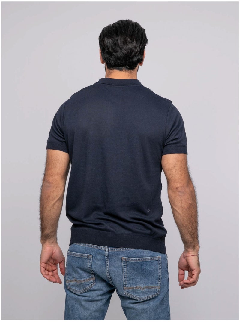 Pull polo manches courtes artema Bleu marine - Kiabi
