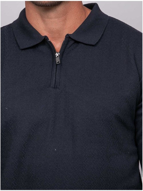 Pull polo manches longues col zippé linetox - Kiabi Pull polo manches longues col zippé linetox - Kiabi