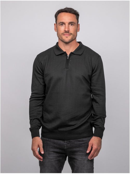 Pull polo manches longues col zippé linetox - Kiabi Pull polo manches longues col zippé linetox - Kiabi