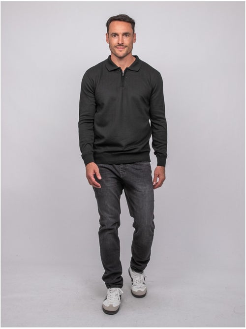 Pull polo manches longues col zippé linetox - Kiabi Pull polo manches longues col zippé linetox - Kiabi