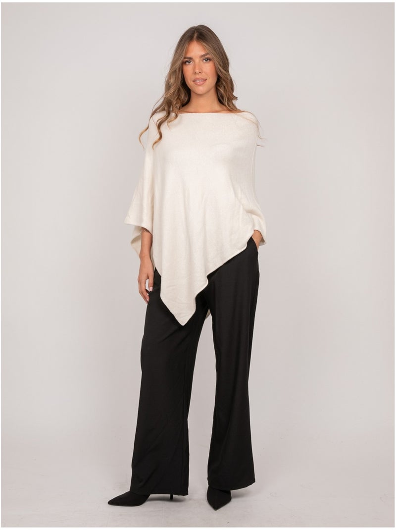 Pull poncho asymétrique maille fine kuvene Ecru - Kiabi