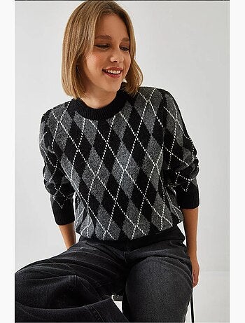 Pull ras du cou à motif losanges lucci