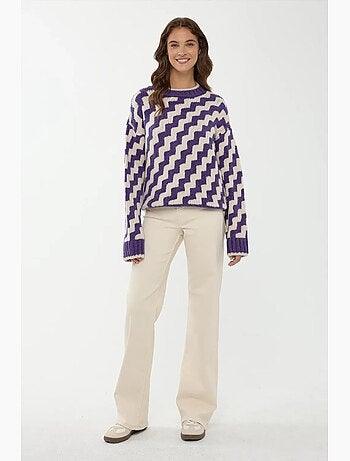 Pull ras du cou à motif zigzag hiccup