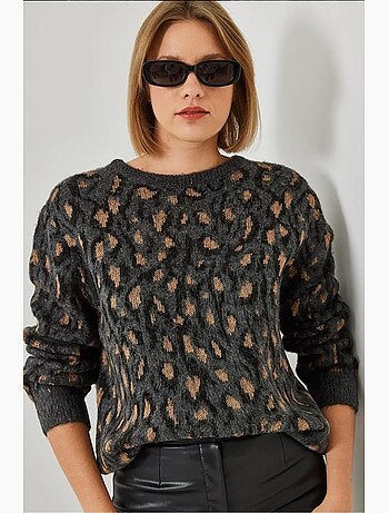 Pull ras du cou en maille à motifs lucci