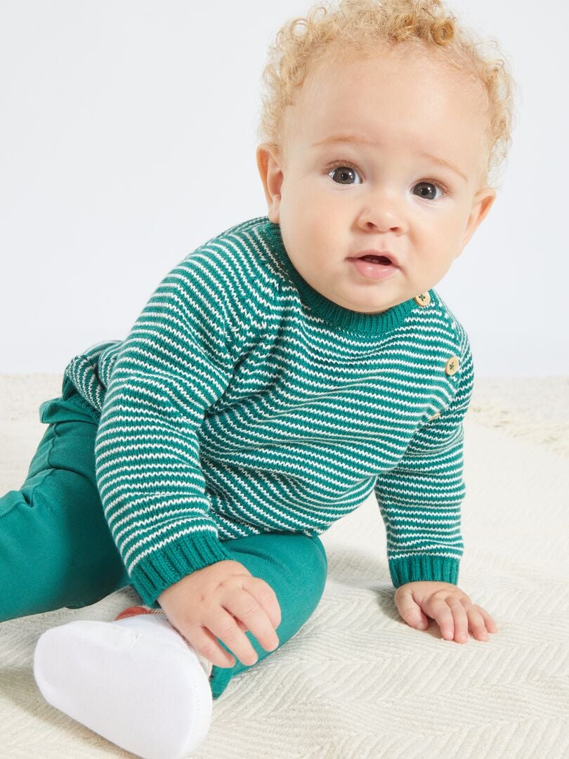 Pull à col rond vert clair de Dansaert Blue | 3177051 | e5