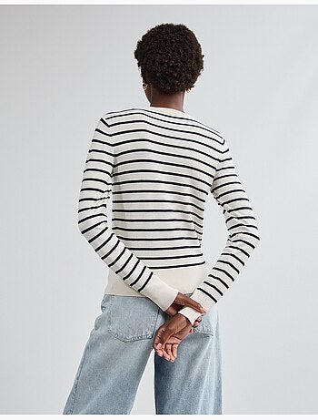 Pull rayé à manches longues, mo fashion