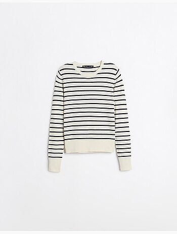 Pull rayé à manches longues, mo fashion