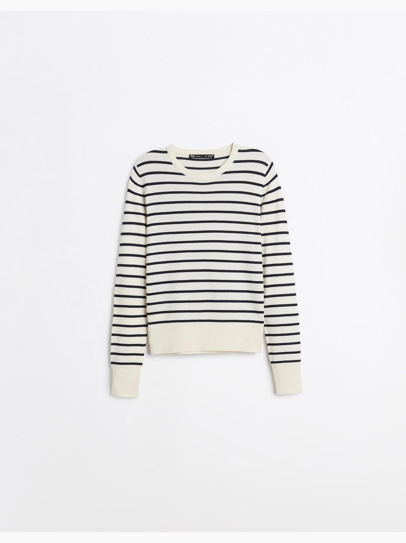 Pull rayé à manches longues, mo fashion Ecru - Kiabi