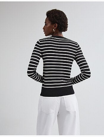 Pull rayé à manches longues, mo fashion
