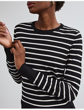 Pull rayé à manches longues, mo fashion