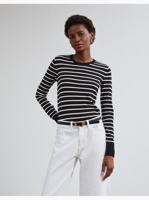 Pull rayé à manches longues, mo fashion - Kiabi Pull rayé à manches longues, mo fashion - Kiabi