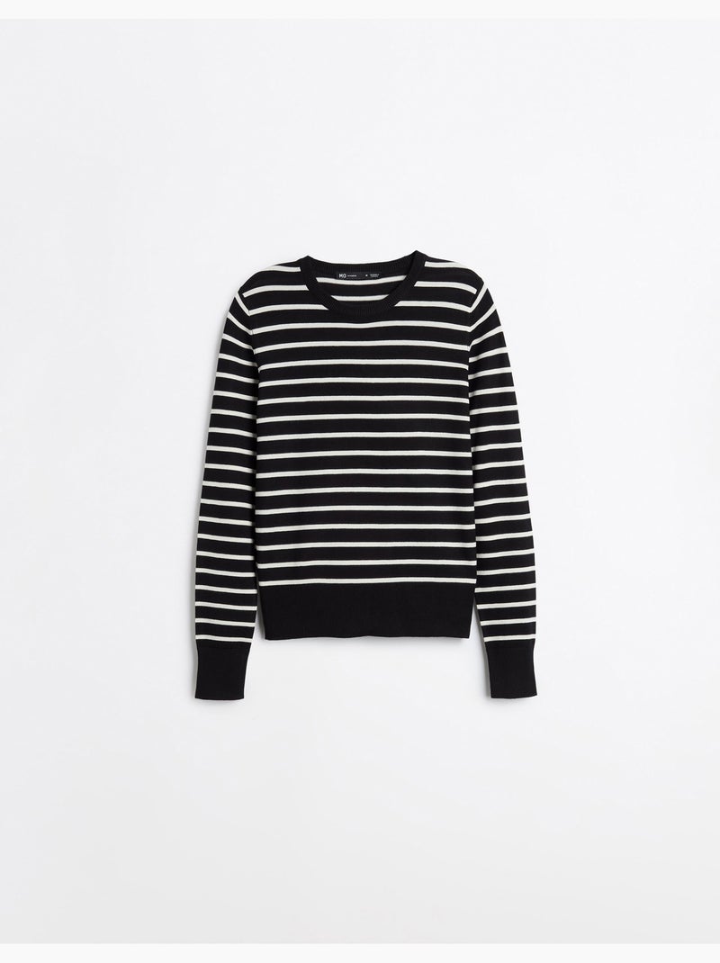 Pull rayé à manches longues, mo fashion Noir - Kiabi