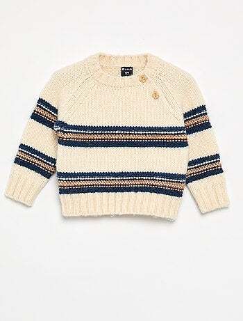 Pull rayé avec boutonnage à l'emmanchure