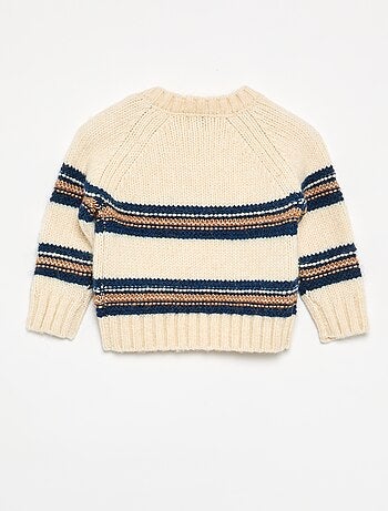 Pull rayé avec boutonnage à l'emmanchure