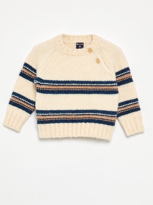 Pull rayé avec boutonnage à l'emmanchure - Kiabi