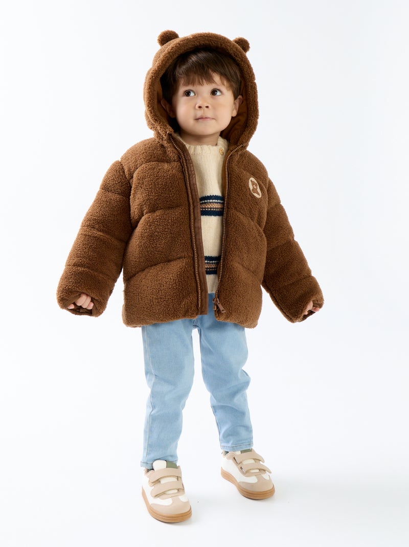 Pull rayé avec boutonnage à l'emmanchure Beige - Kiabi