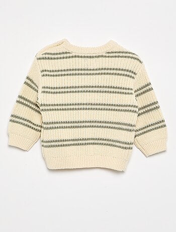 Pull rayé avec boutonnage épaule