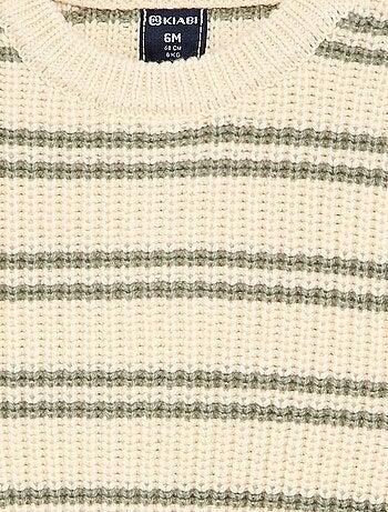Pull rayé avec boutonnage épaule