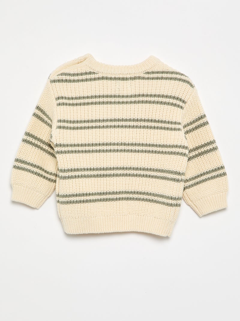 Pull rayé avec boutonnage épaule Blanc - Kiabi