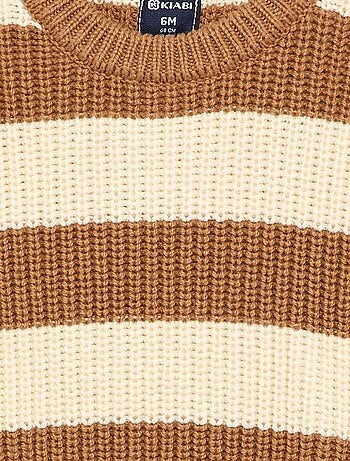 Pull rayé avec boutonnage épaule