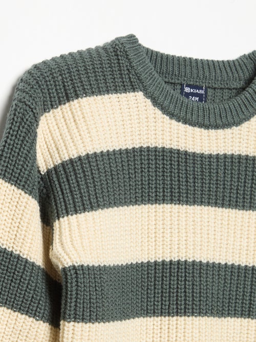 Pull rayé avec boutonnage épaule - Kiabi