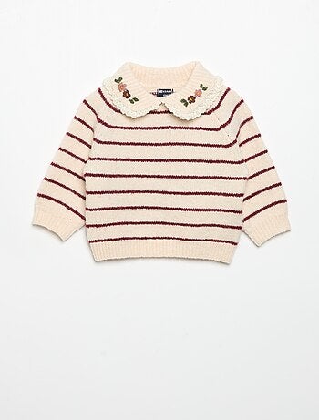 Pull rayé avec col fantaisie