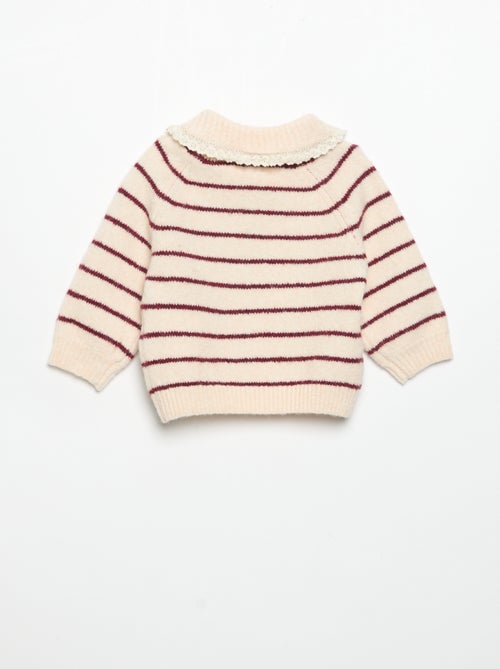 Pull rayé avec col fantaisie - Kiabi