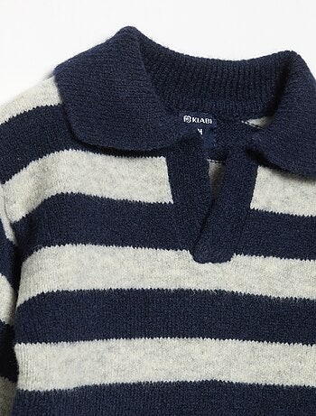 Pull rayé avec col polo non boutonné