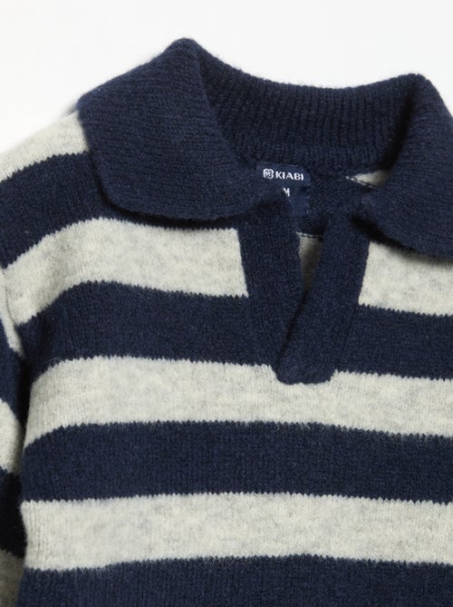 Pull rayé avec col polo non boutonné - Kiabi Pull rayé avec col polo non boutonné - Kiabi