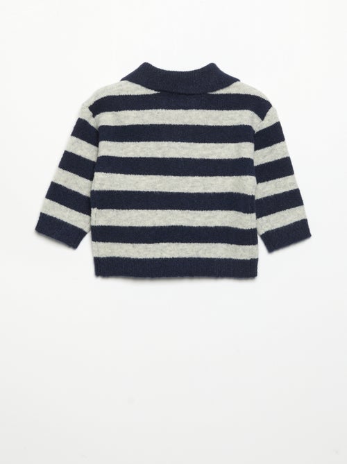 Pull rayé avec col polo non boutonné - Kiabi Pull rayé avec col polo non boutonné - Kiabi