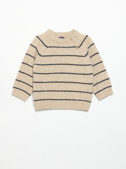 Pull rayé avec ouverture boutonnée au col - Kiabi Pull rayé avec ouverture boutonnée au col - Kiabi