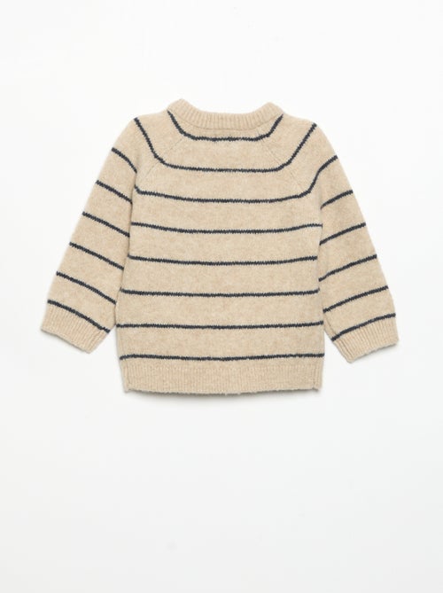 Pull rayé avec ouverture boutonnée au col - Kiabi Pull rayé avec ouverture boutonnée au col - Kiabi