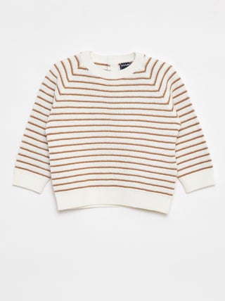 Pull rayé avec ouverture boutonnée au dos