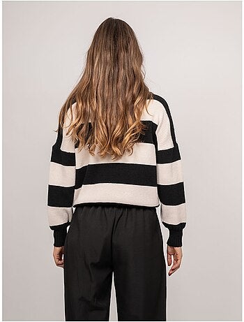 Pull rayé col montant kanelle