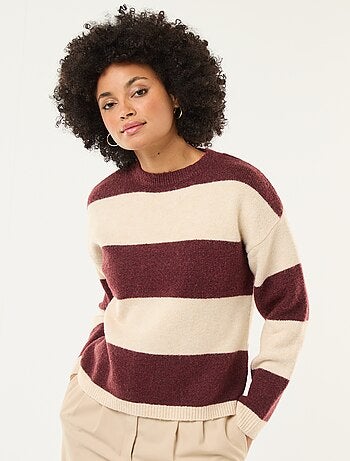 Pull rayé col rond en matière douce