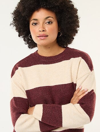 Pull rayé col rond en matière douce