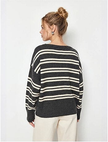 Pull rayé côtelé à épaules dénudées lucci