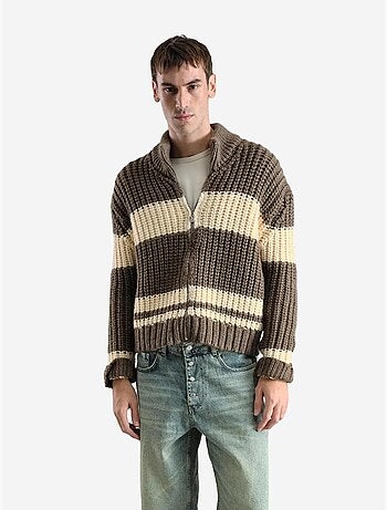 Pull rayé coupe classique avec col zippé giesto