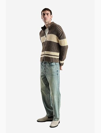 Pull rayé coupe classique avec col zippé giesto