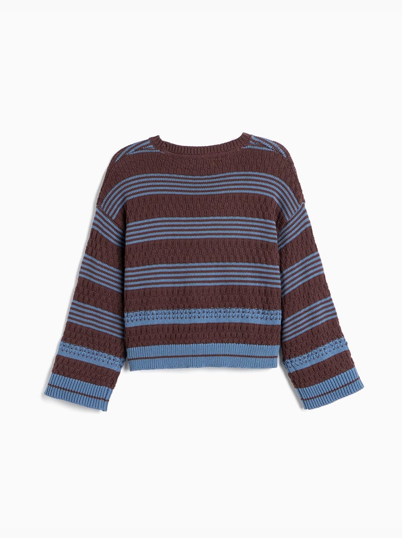 Pull rayé en tricot, mo fashion Marron - Kiabi