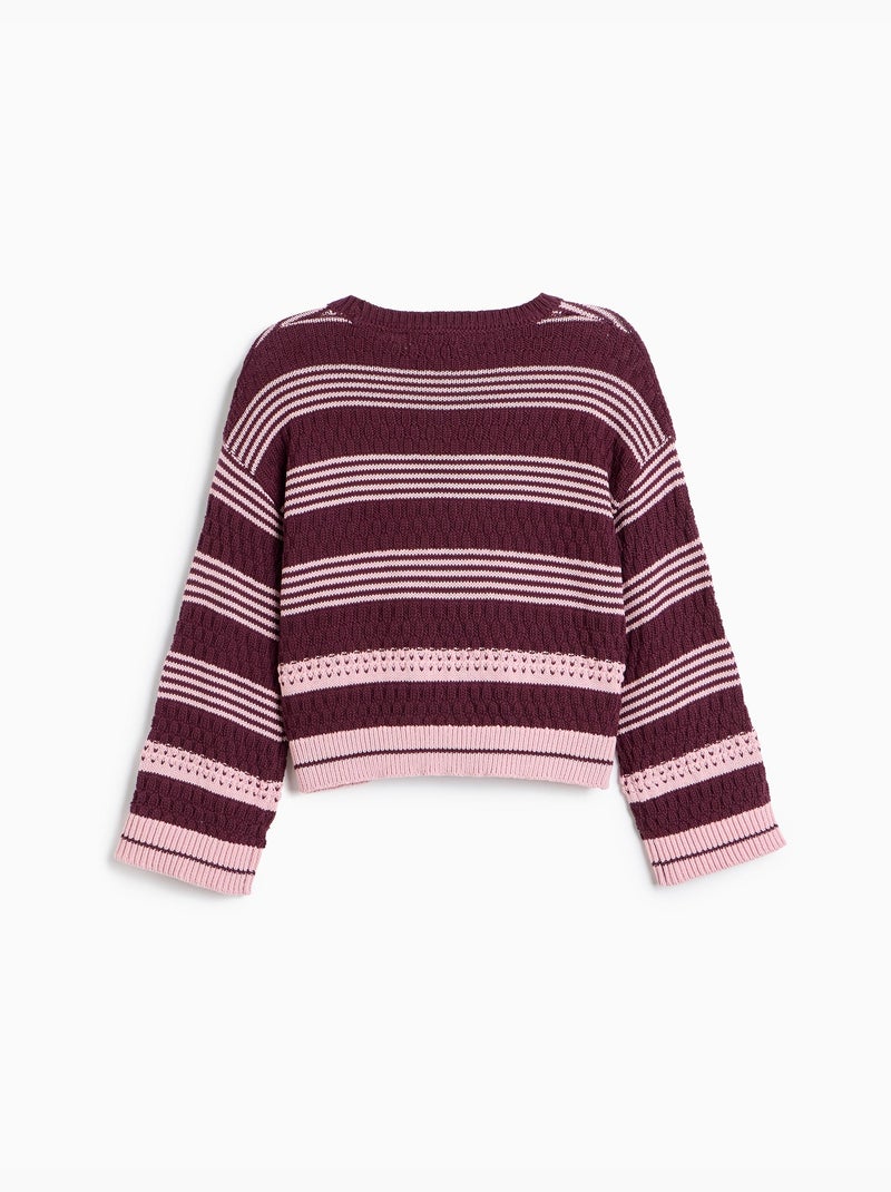 Pull rayé en tricot, mo fashion Violet - Kiabi