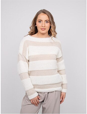 Pull rayures larges maille duveteuse klodel